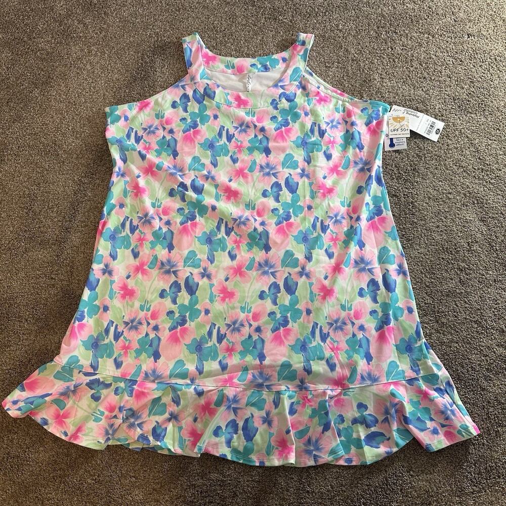 M Lulu B Colorful Floral Tank Dress UPF 50 Beach Resort Summer Dresses Sz 2X NEW - Picture 6 of 10